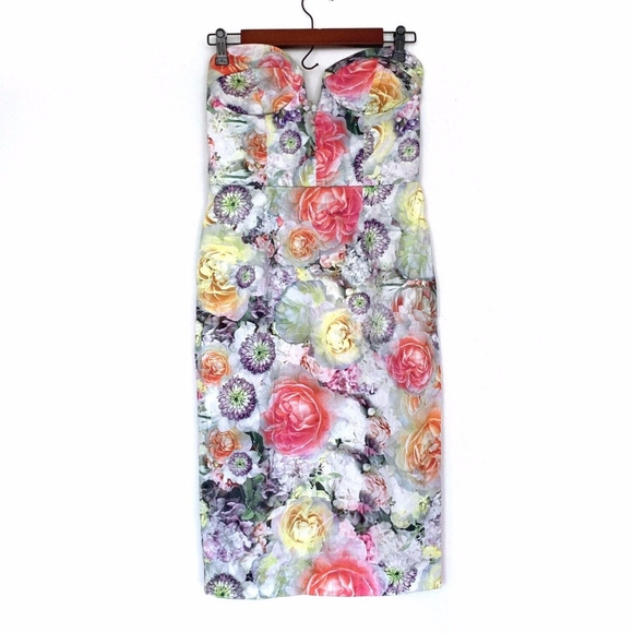 ASOS Dresses & Skirts - ASOS Floral Strapless Deep V Bandeau Midi Dress